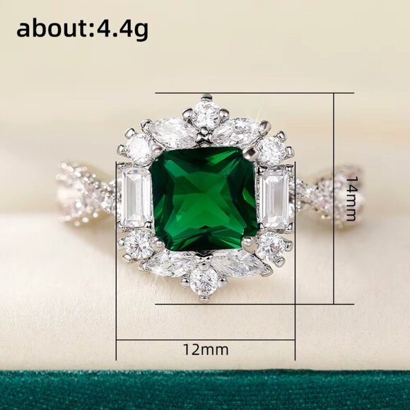 NEW 18k White Gold Emerald Diamond Ring - Picture 8 of 8